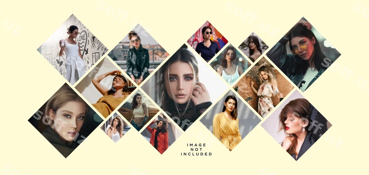 Fotosurat kolleji linta efekti mockup | Photo collage strip effect mockup