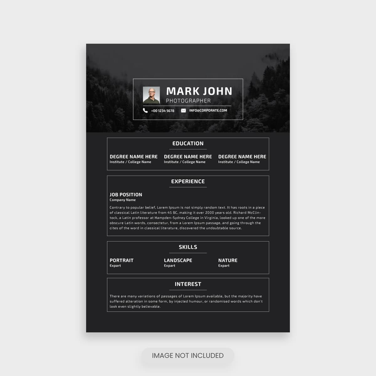 Fotosuratchi rezyume shabloni | Photographer cv resume template