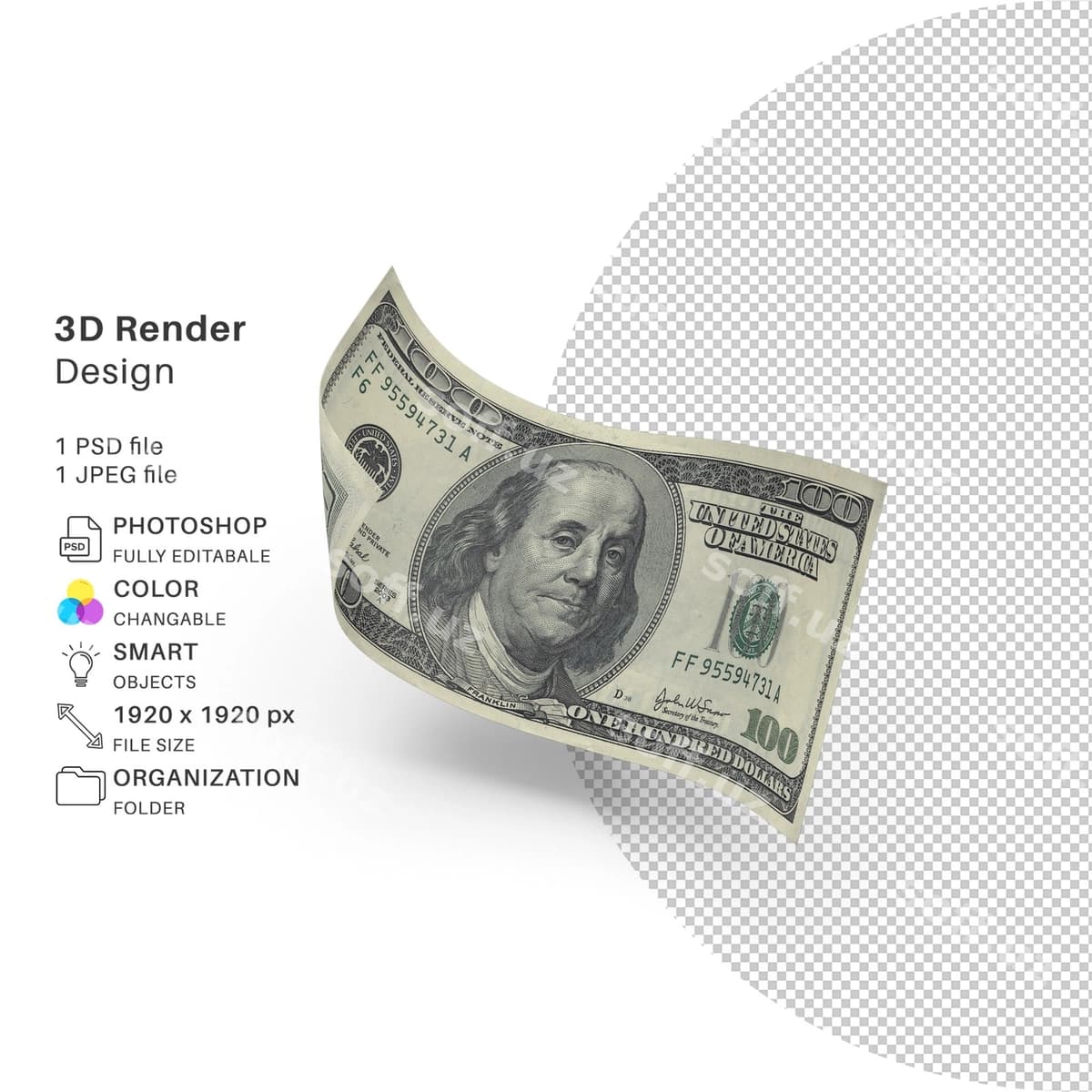 3D ko'rinishidagi dollar banknotasi tasviri | Picture dollar bill that says 3d it