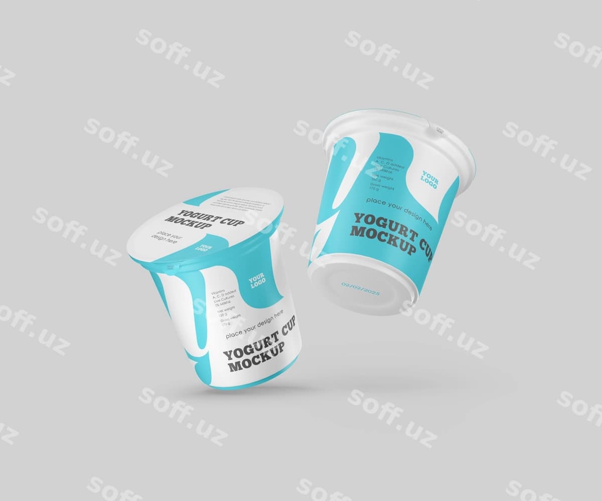 Plastik yogurt koptogi mockup | Plastic yogurt cup mockup