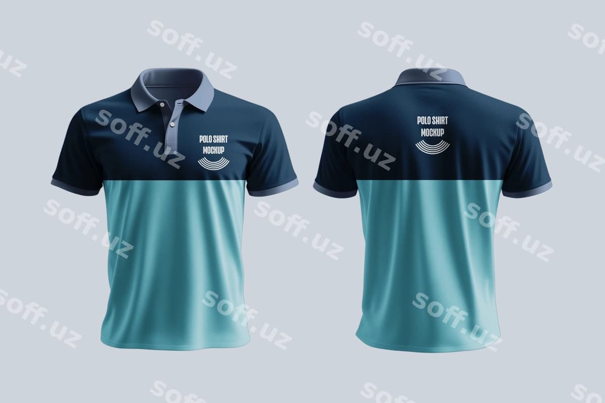 Polo ko'ylak maketi old orqa ko'rinishi | Polo shirt mockup front back view