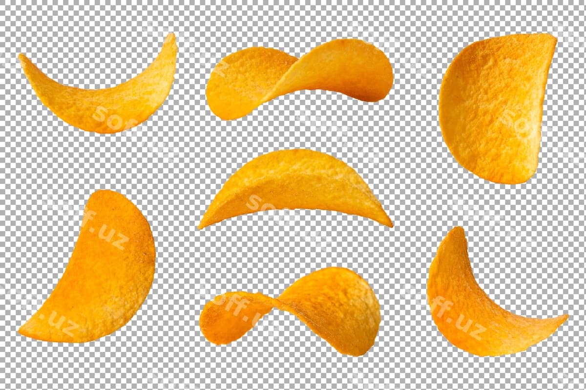 Kartoshka chiplari ajraltirilgan to'plami | Potato chips isolated collection set