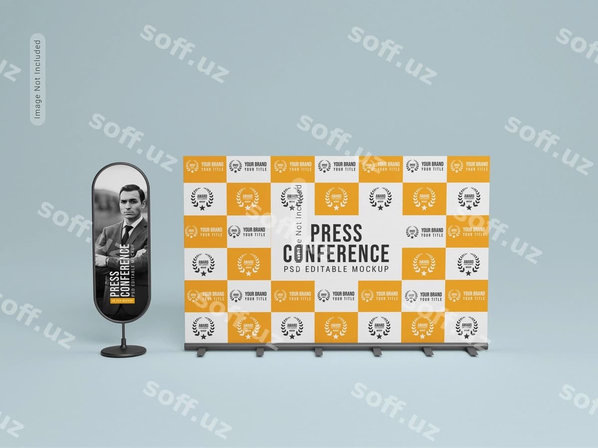 Press-konferentsiya baneri mockup | Press conference banner mockup