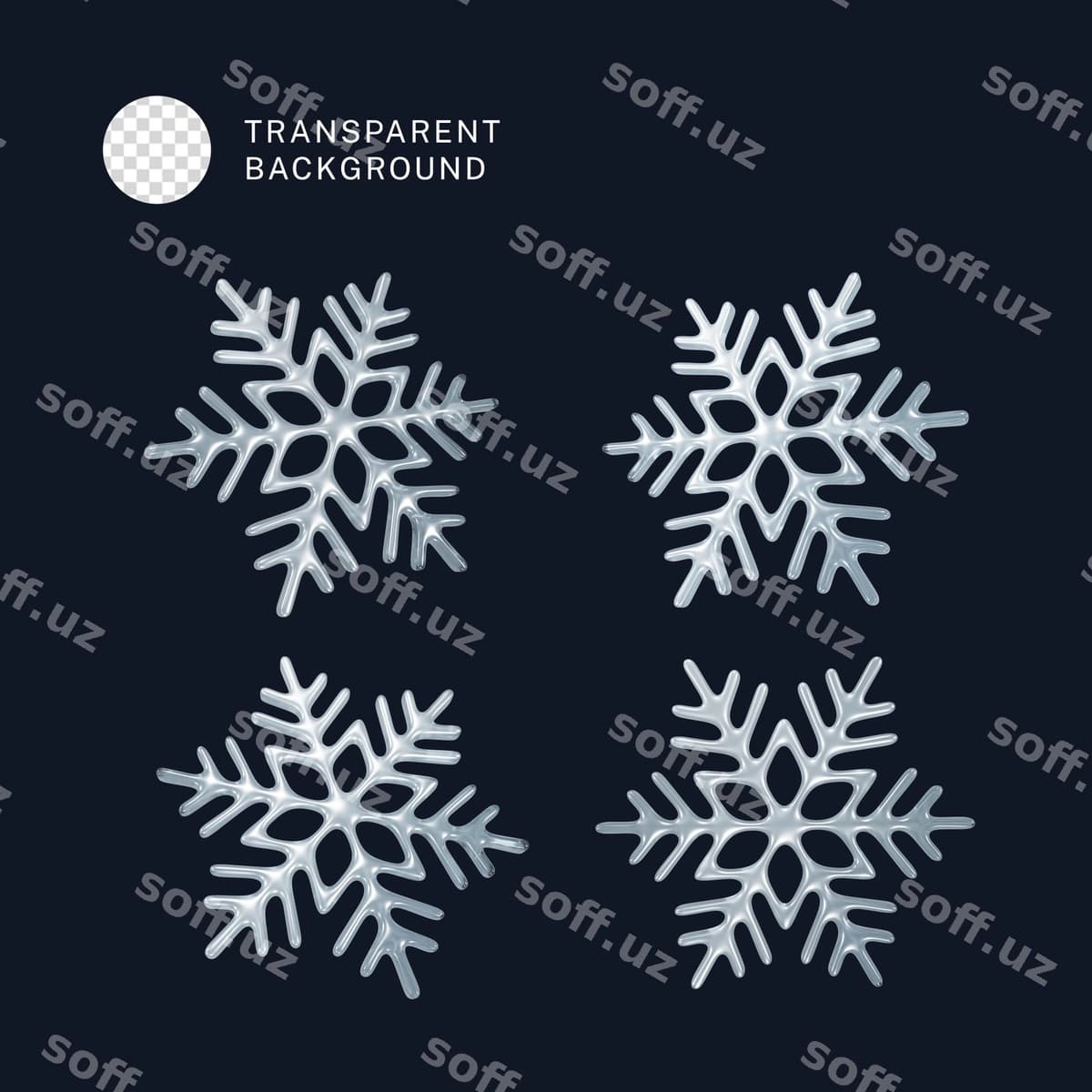 Psd 3d qor mejadani to'plami | Psd 3d snowflake collection