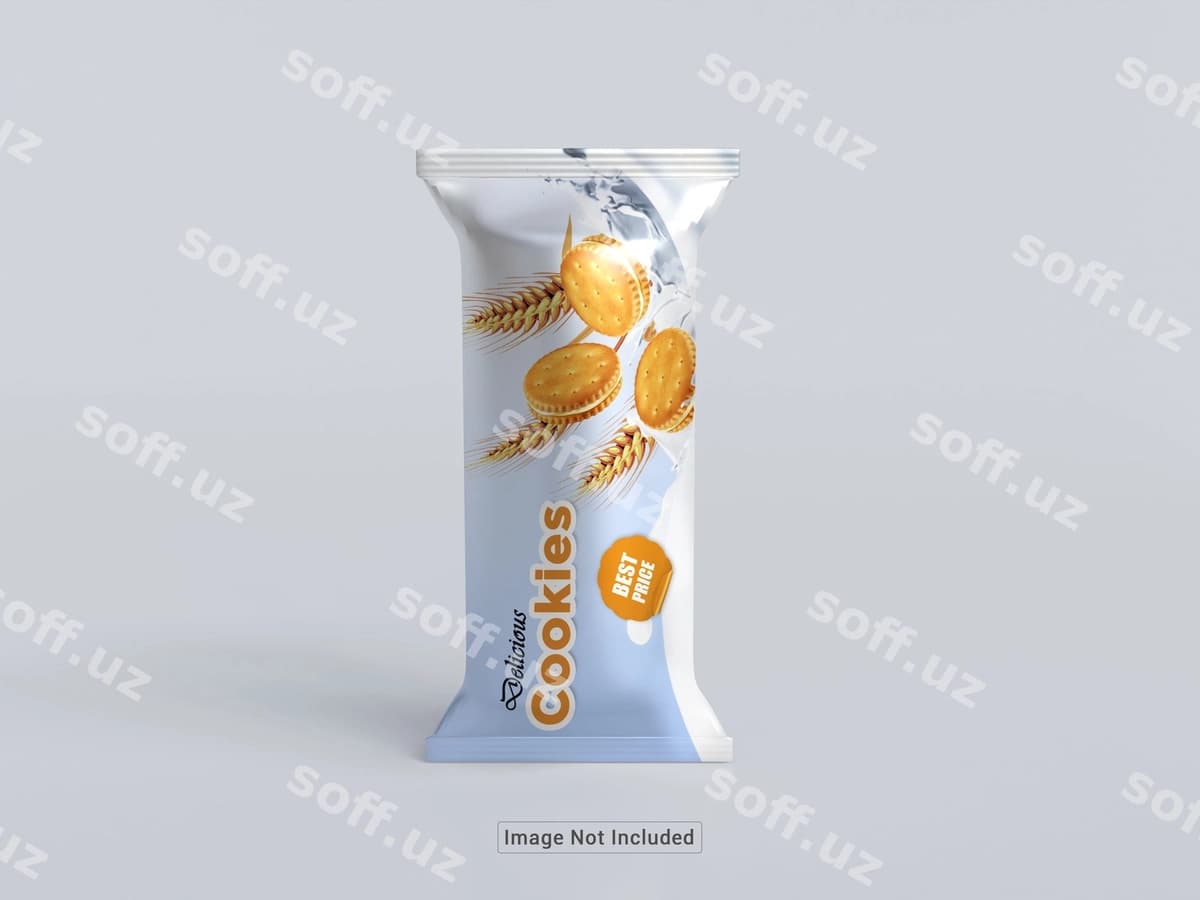 Psd glossy biskit qadoqlash namunasi | Psd glossy biscuit packaging mockup
