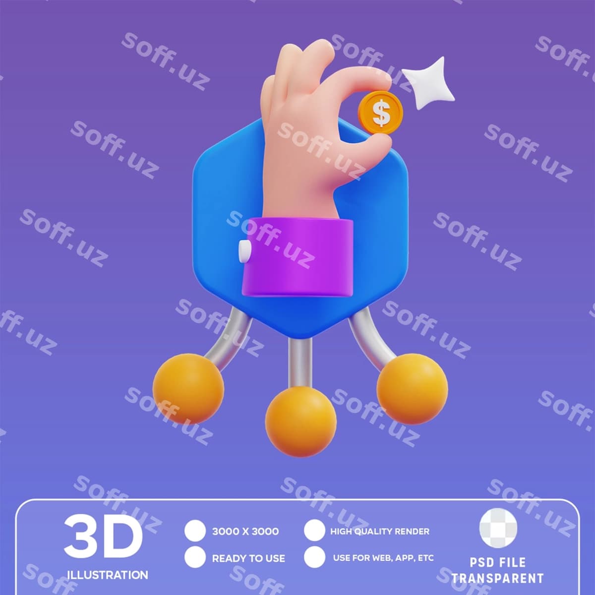 Psd mikro to'lovlar 3d illustratsiya | Psd micro payments 3d illustration