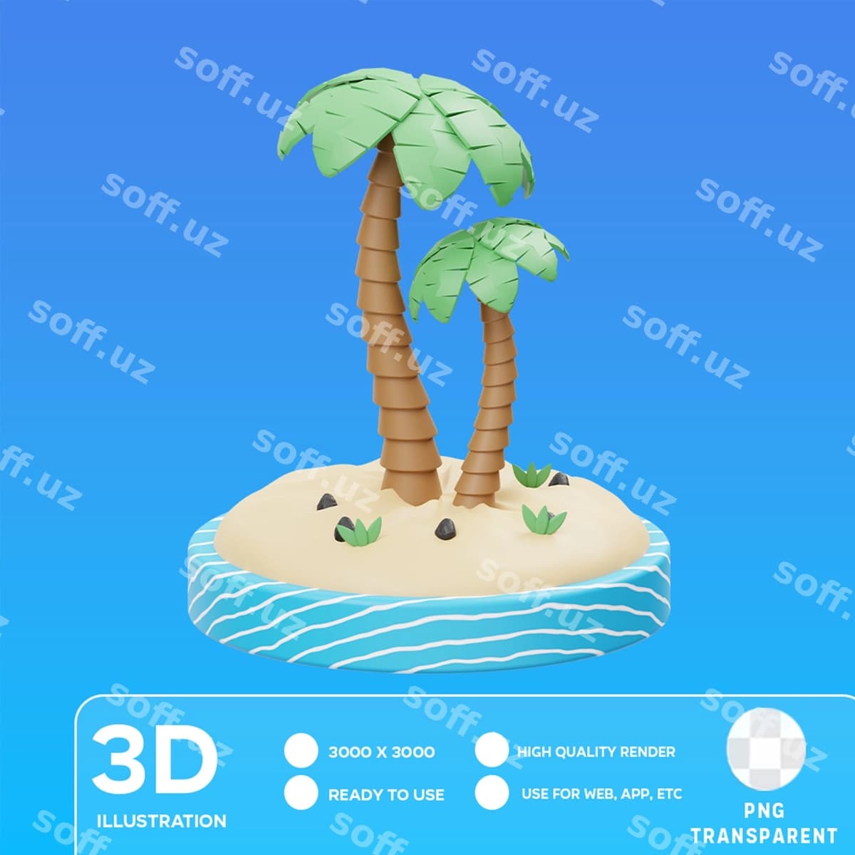 Psd palm choy 3d illustratsiya | Psd palm tree 3d illustration