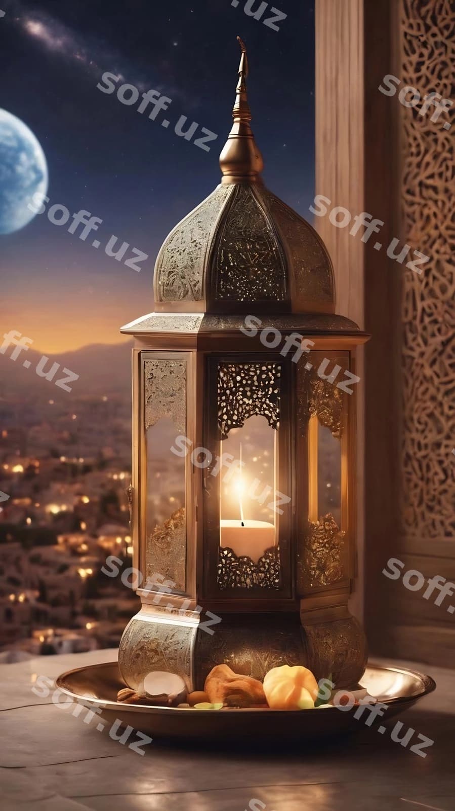 Ramadan konsepsiyasi faza yuqori | Ramadan concept with space top