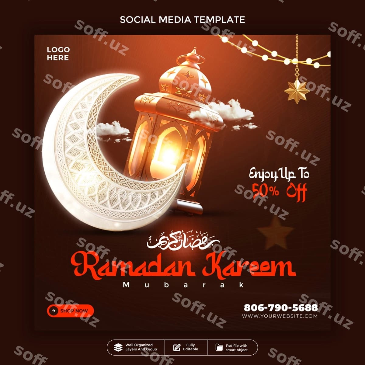 Ramazon kamoyish chegirma baner | Ramadan kareem sale banner