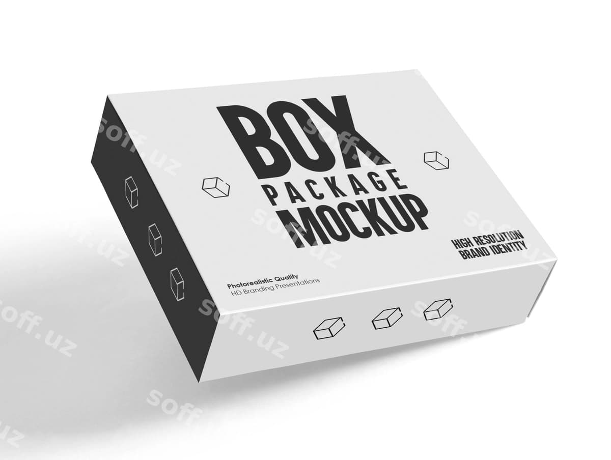 To'g'ri to'rtburchak quti paketi mockup | Rectangle packaging box mockup