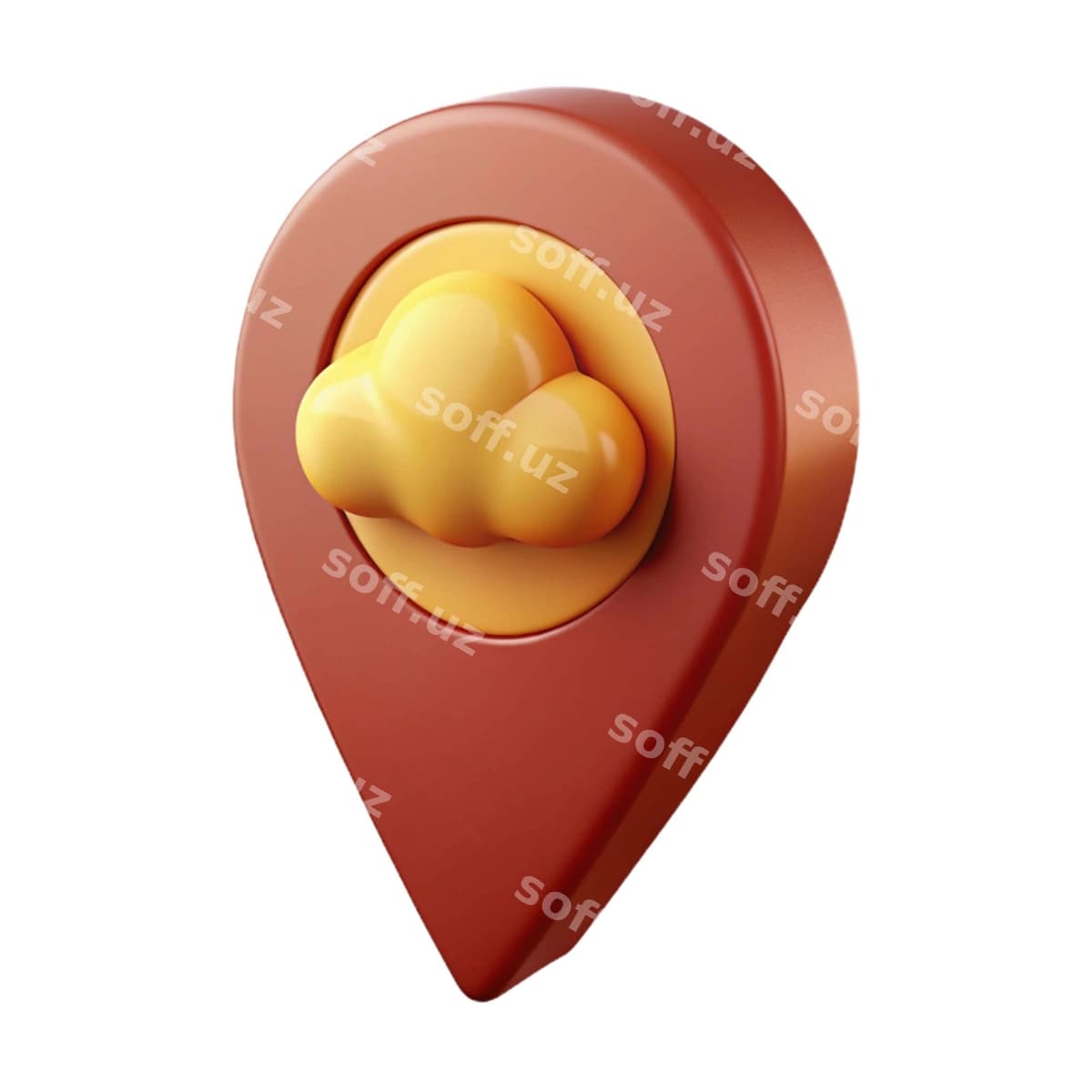 Qizil pin uchta sariq shar bilan u | Red pin with three yellow balls it