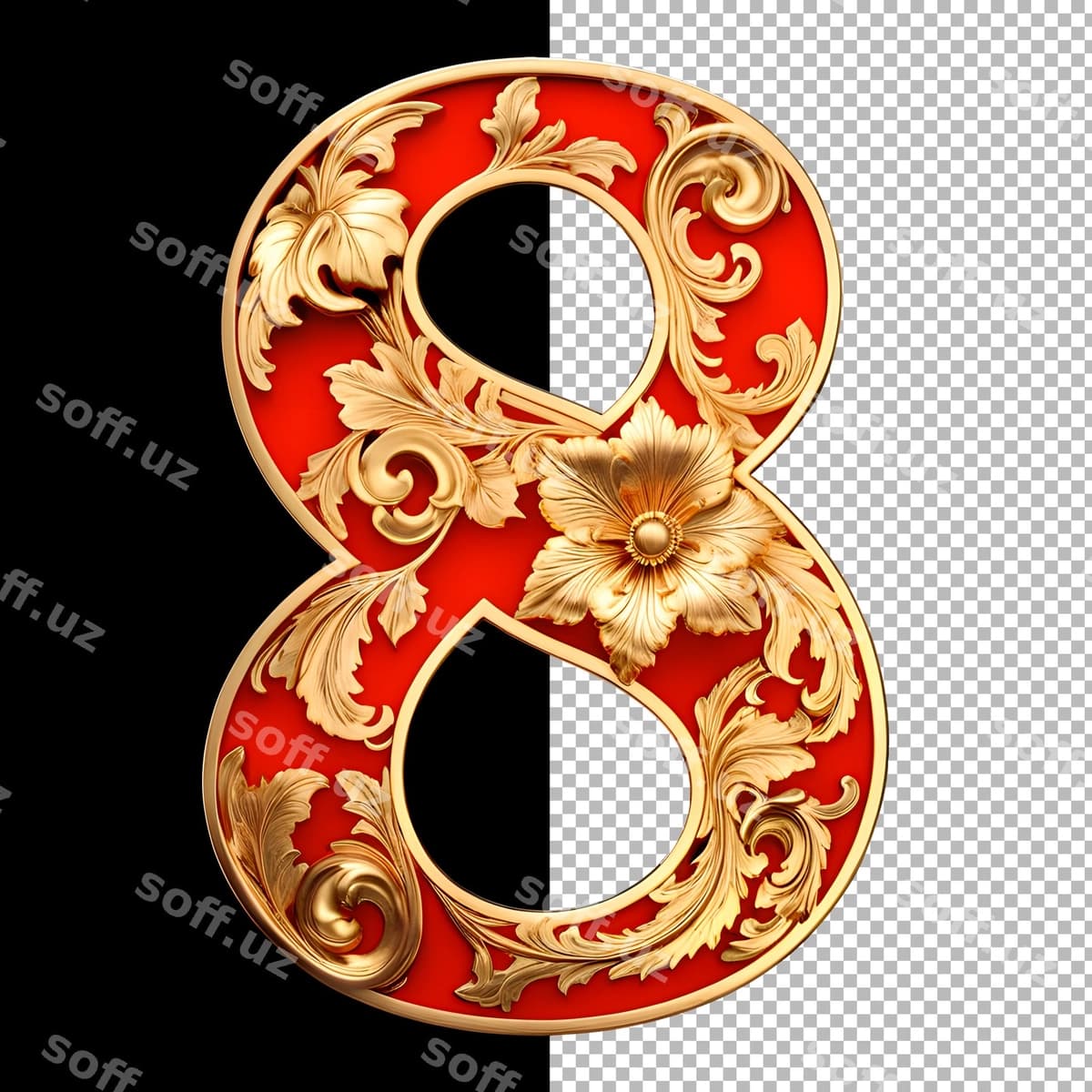 Qizil eski alfavit sakkiz | Red vintage alphabet 8