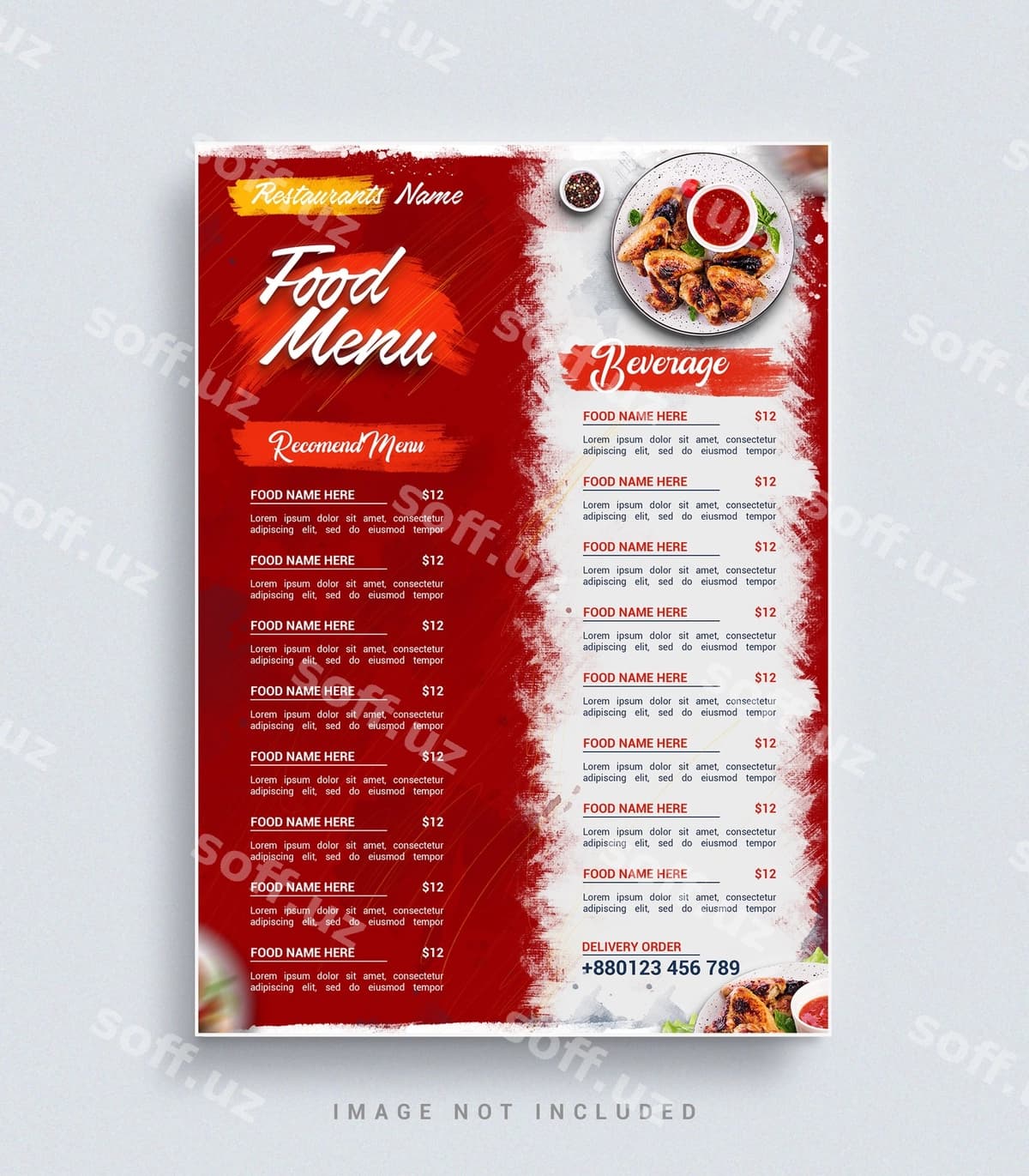 Restoranlar uchun ovqatlar menyusi poster shabloni | Restaurants food menu poster template