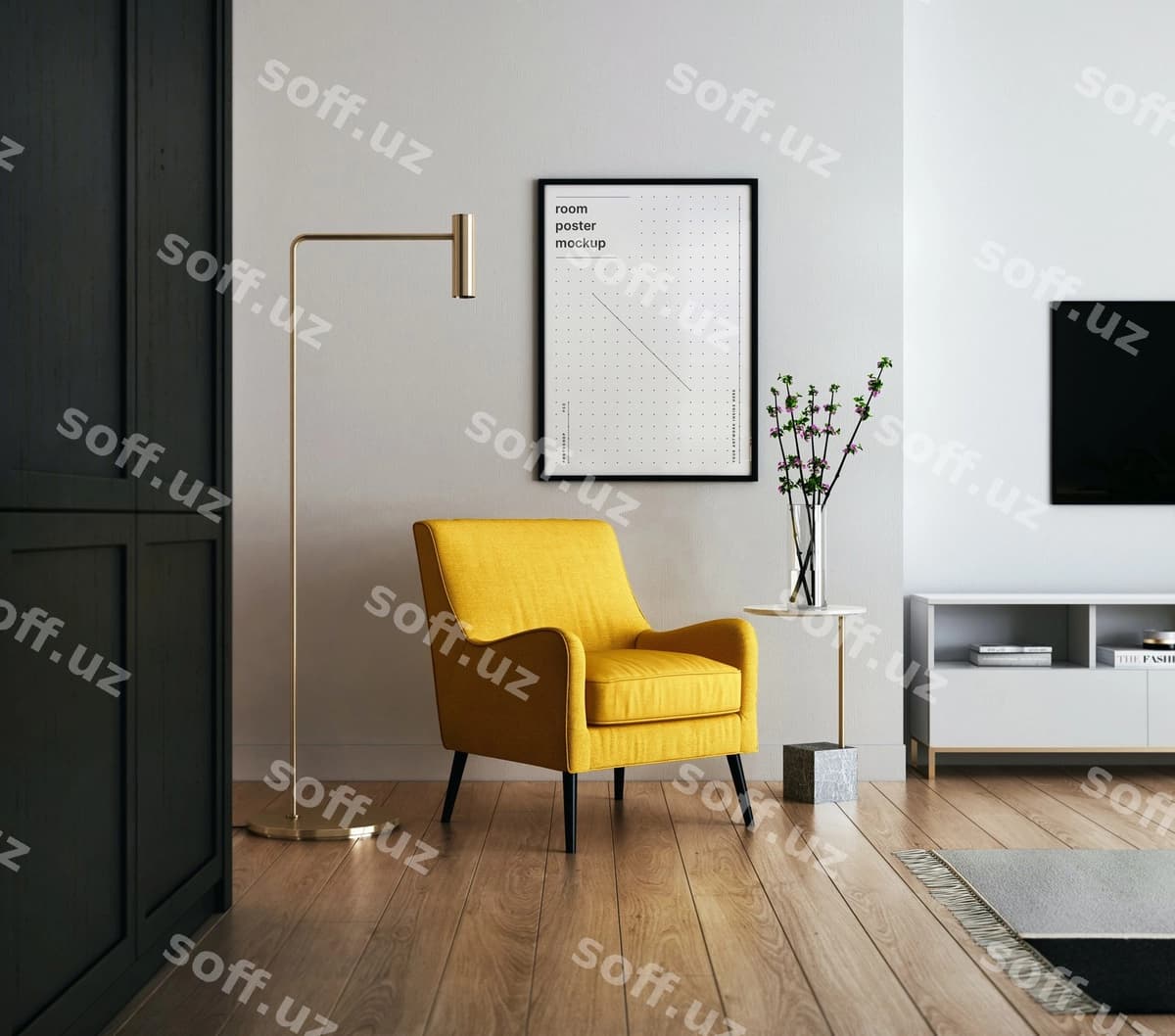 Xona poster mockup psd | Room poster mockup psd