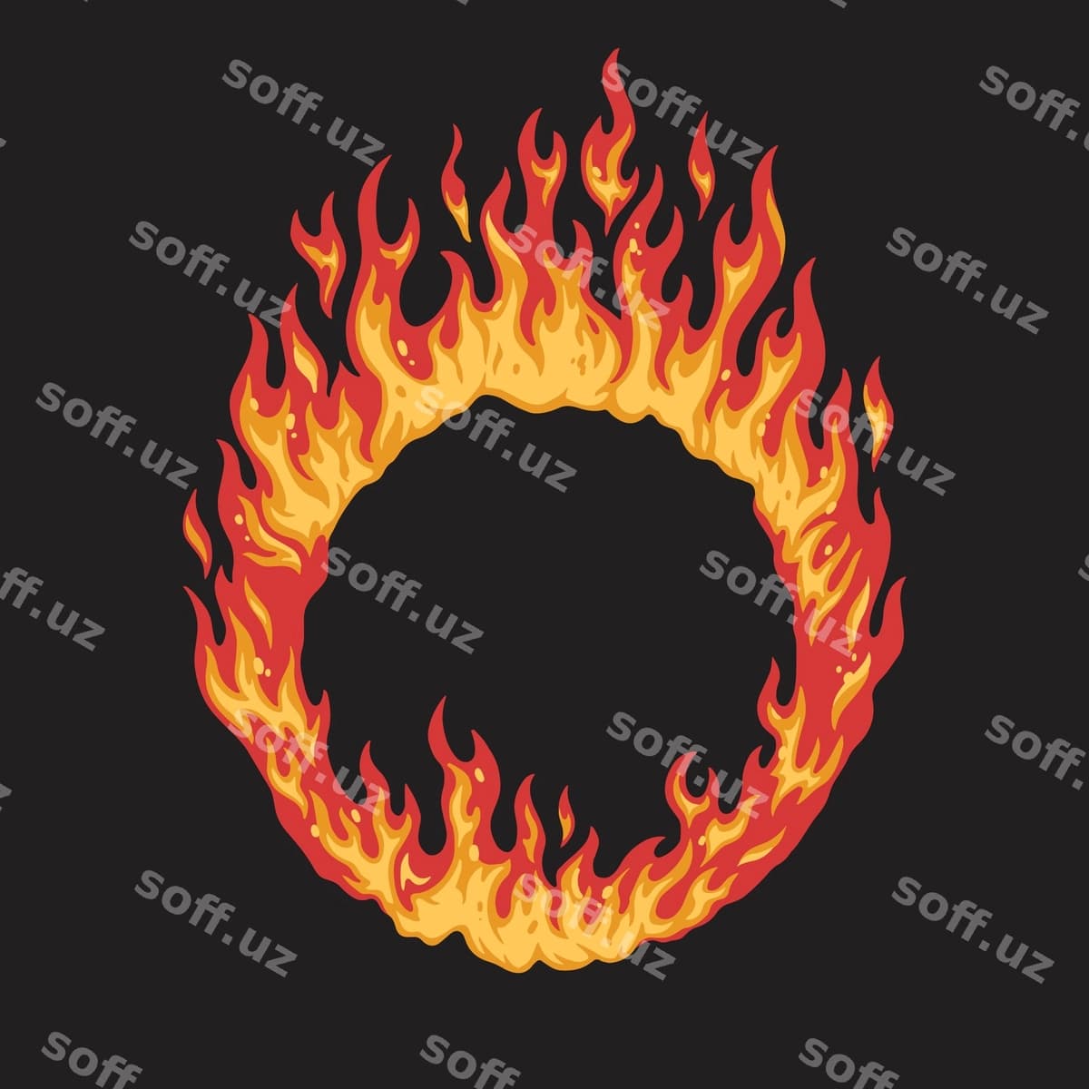Aylanma olov ramkasi rangli gerb | Round flame frame colorful emblem