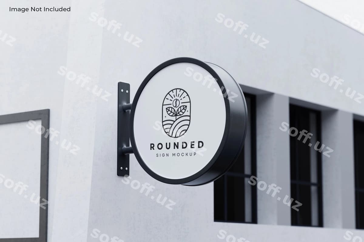 Doira devorga qoʻyilgan belgi namunalari | Round wall mounted sign mockups