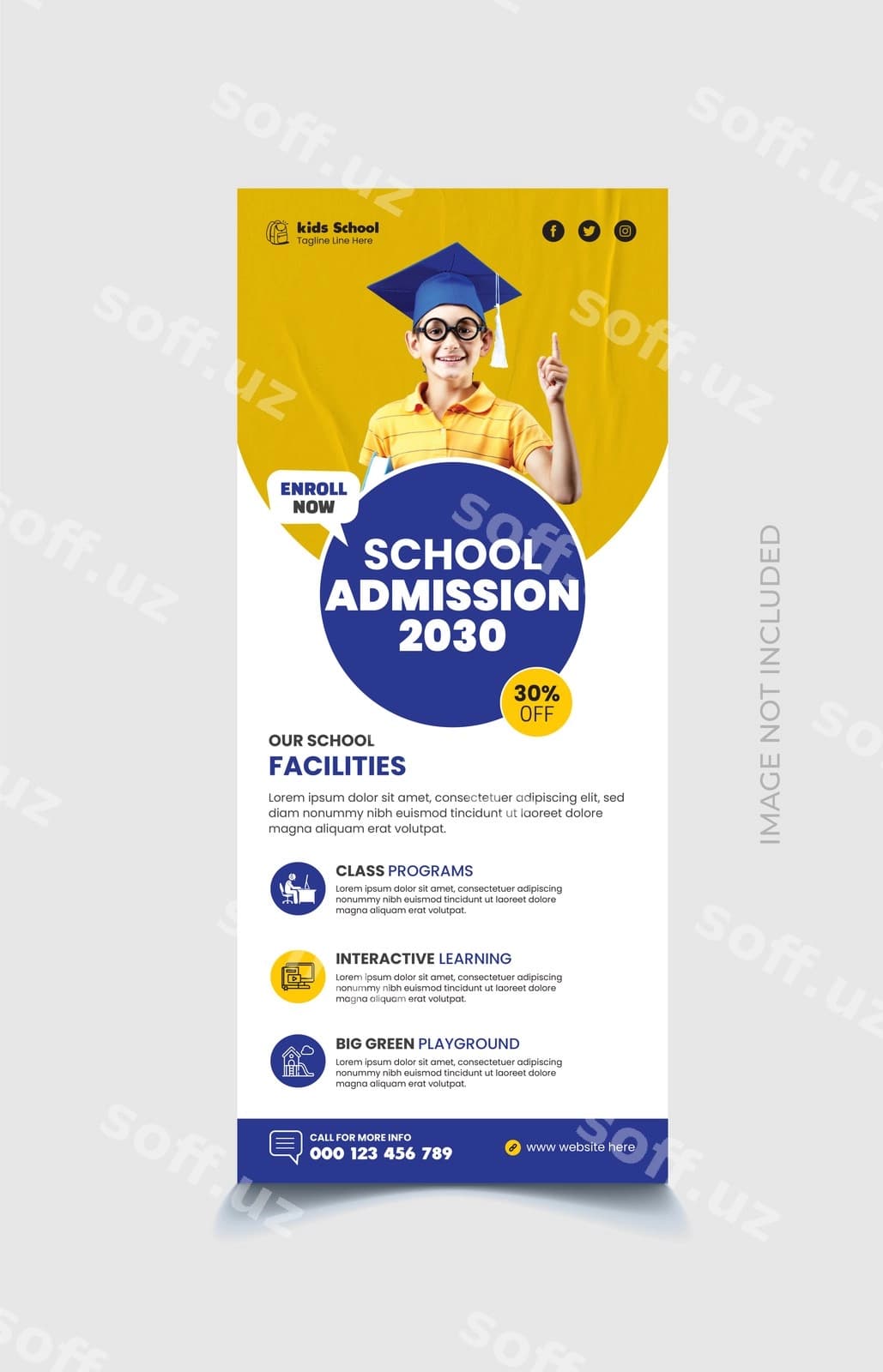 Maktab bolalari aylanma baner dizayni | School kids rollup banner design