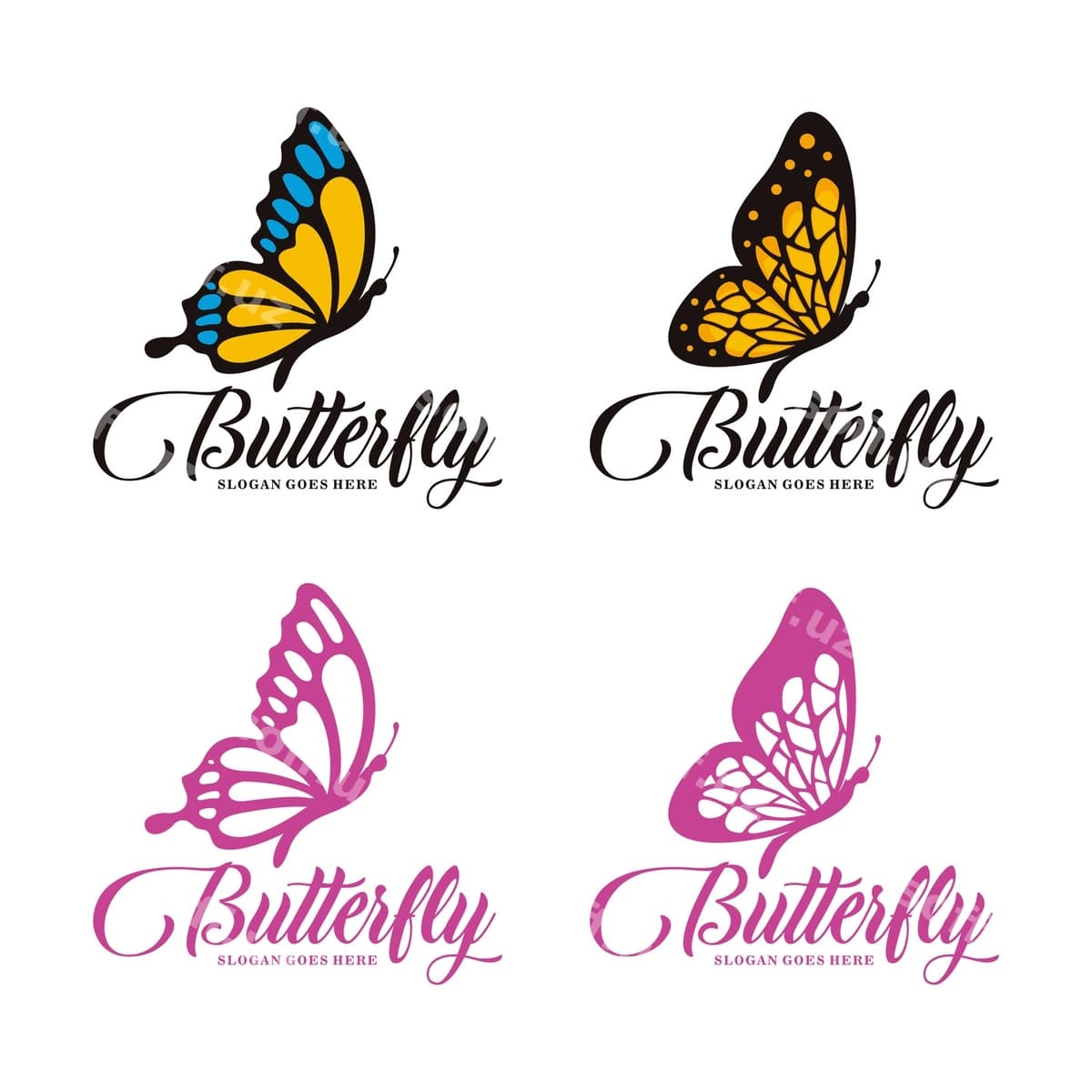 To'plam kotirma logotip shabloni | Set butterfly logo template