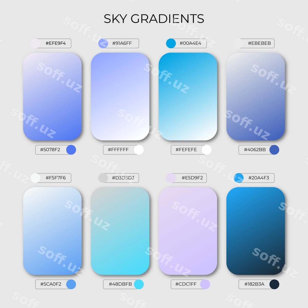 Oʻrnat osmon gradienti rang paletasini | Set sky gradient color palette