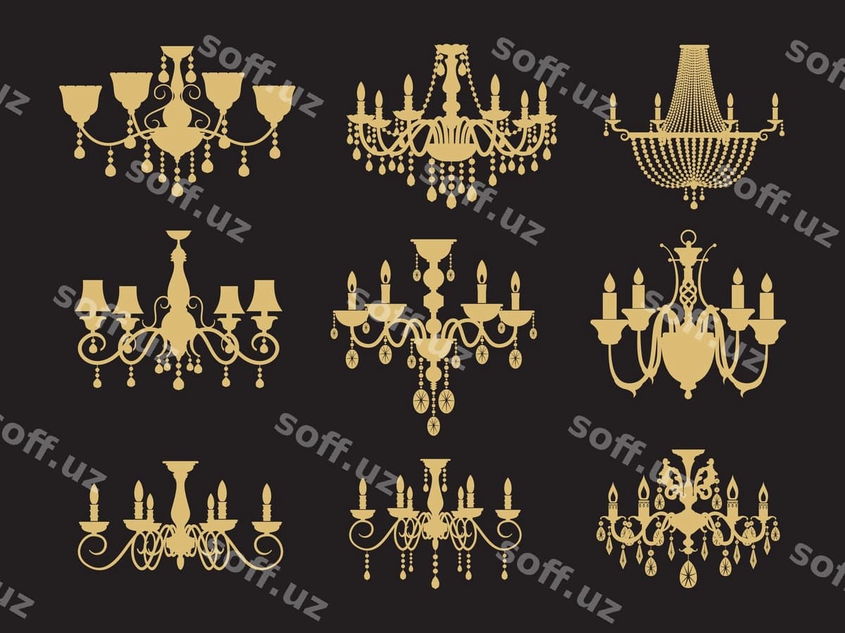 Komplekt vintage chandelierlar ajraltirilgan | Set vintage chandeliers isolated