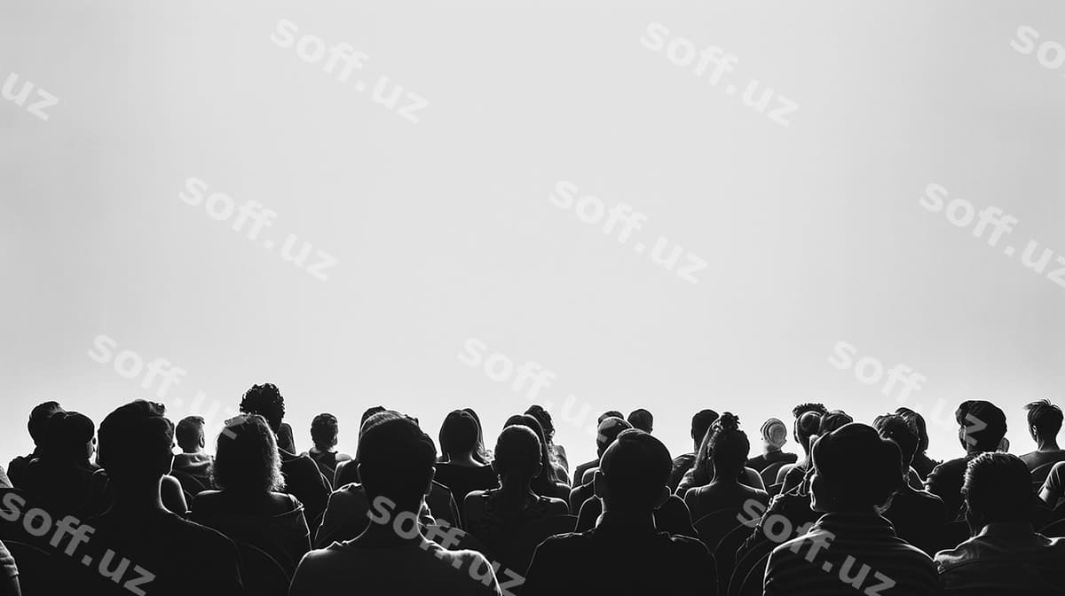 Siluet auditoriya oq orqa fonda | Silhouette audience white background