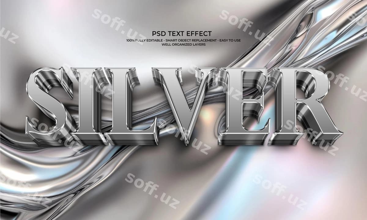Kumush 3d matn effekti | Silver 3d text effect