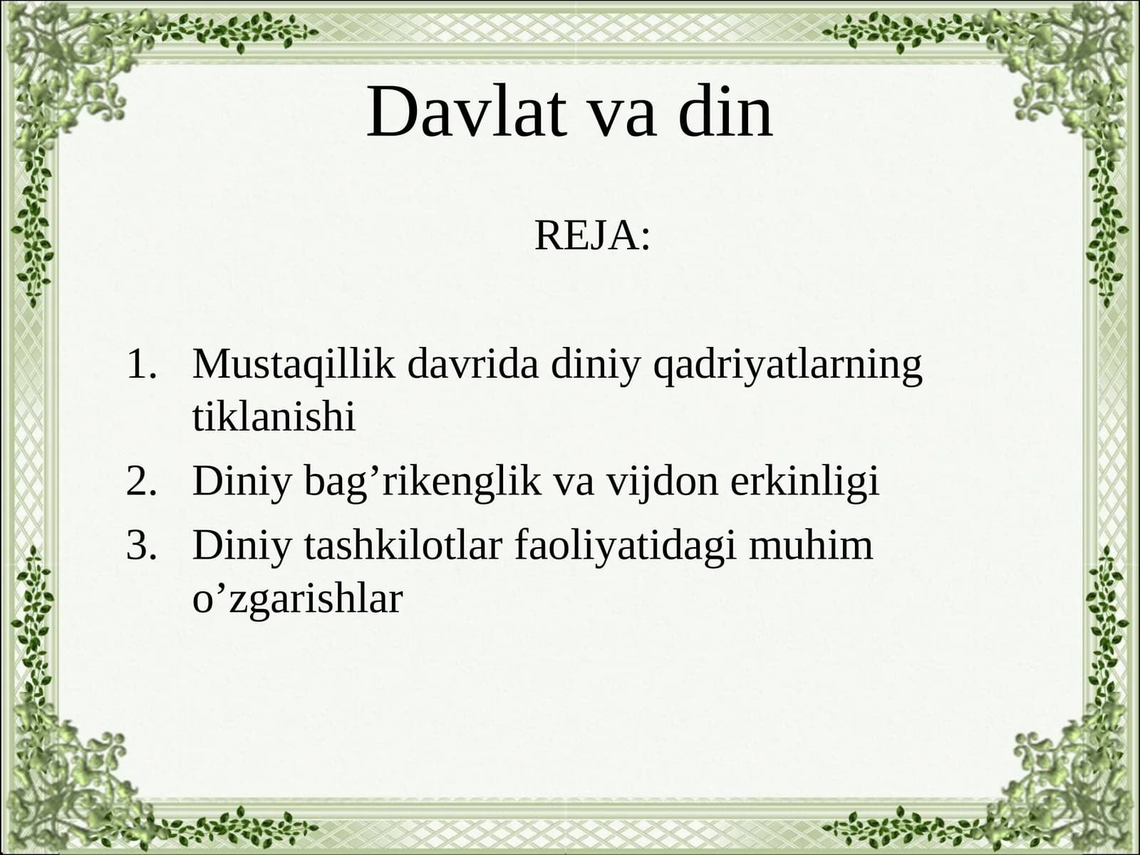 Davlat va din