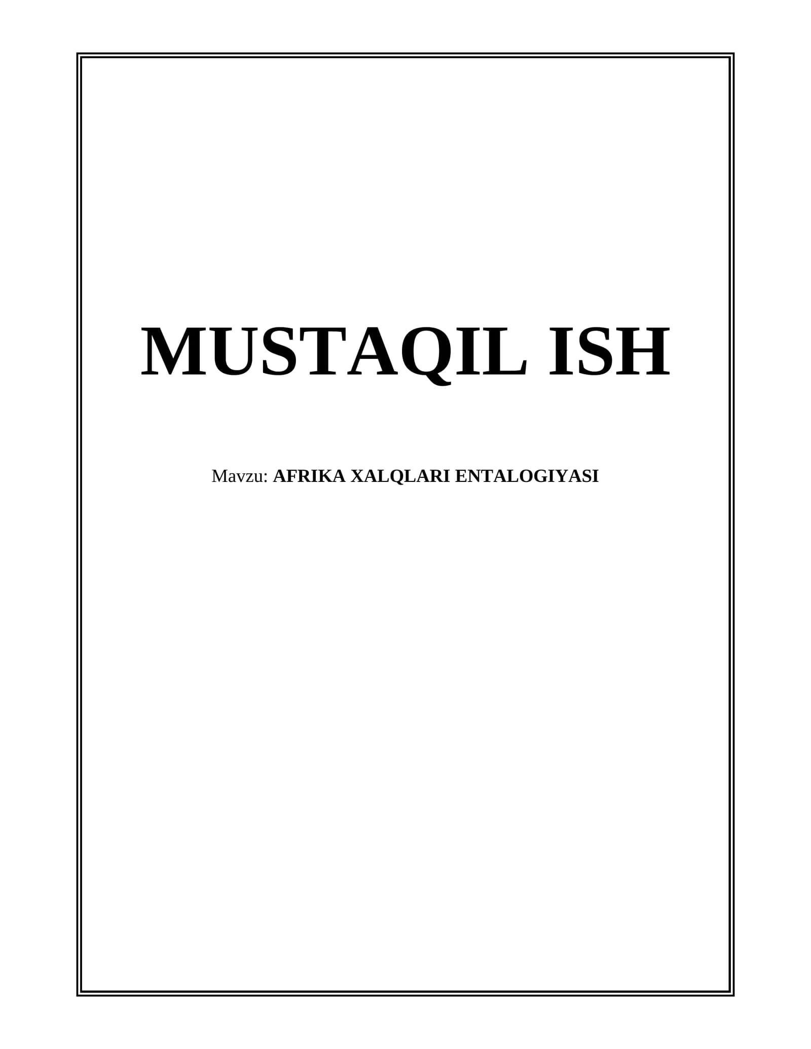 AFRIKA XALQLARI ENTALOGIYASI