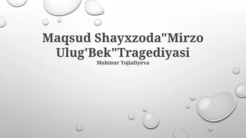 Mirzo Ulug'Bek Tragediyasi