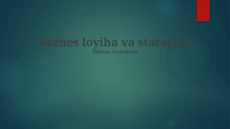 Beznes loyiha va stataplar