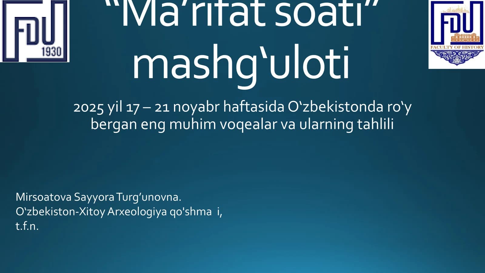 Ma’rifat soati mashg‘uloti