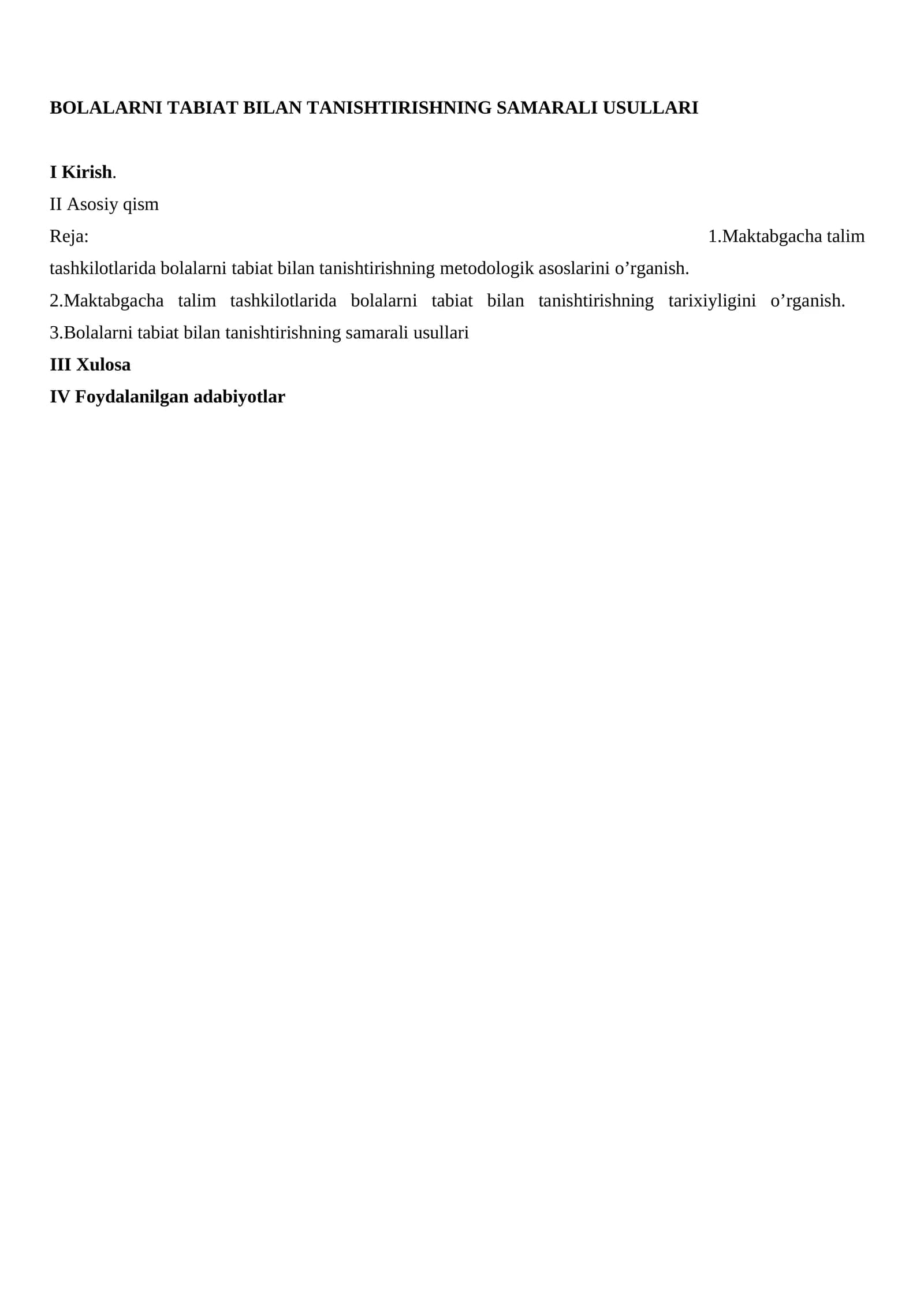 Bolalarni tabiat bilan tanishtirishning samarali usullari
