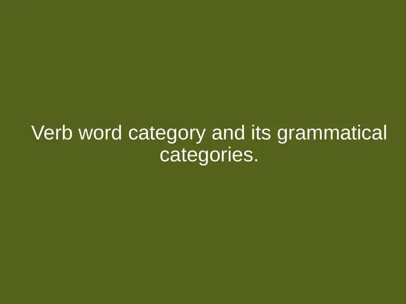 Verb word category and its grammatical categories