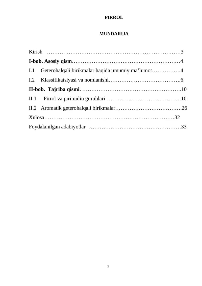 PIRROL kurs ishi