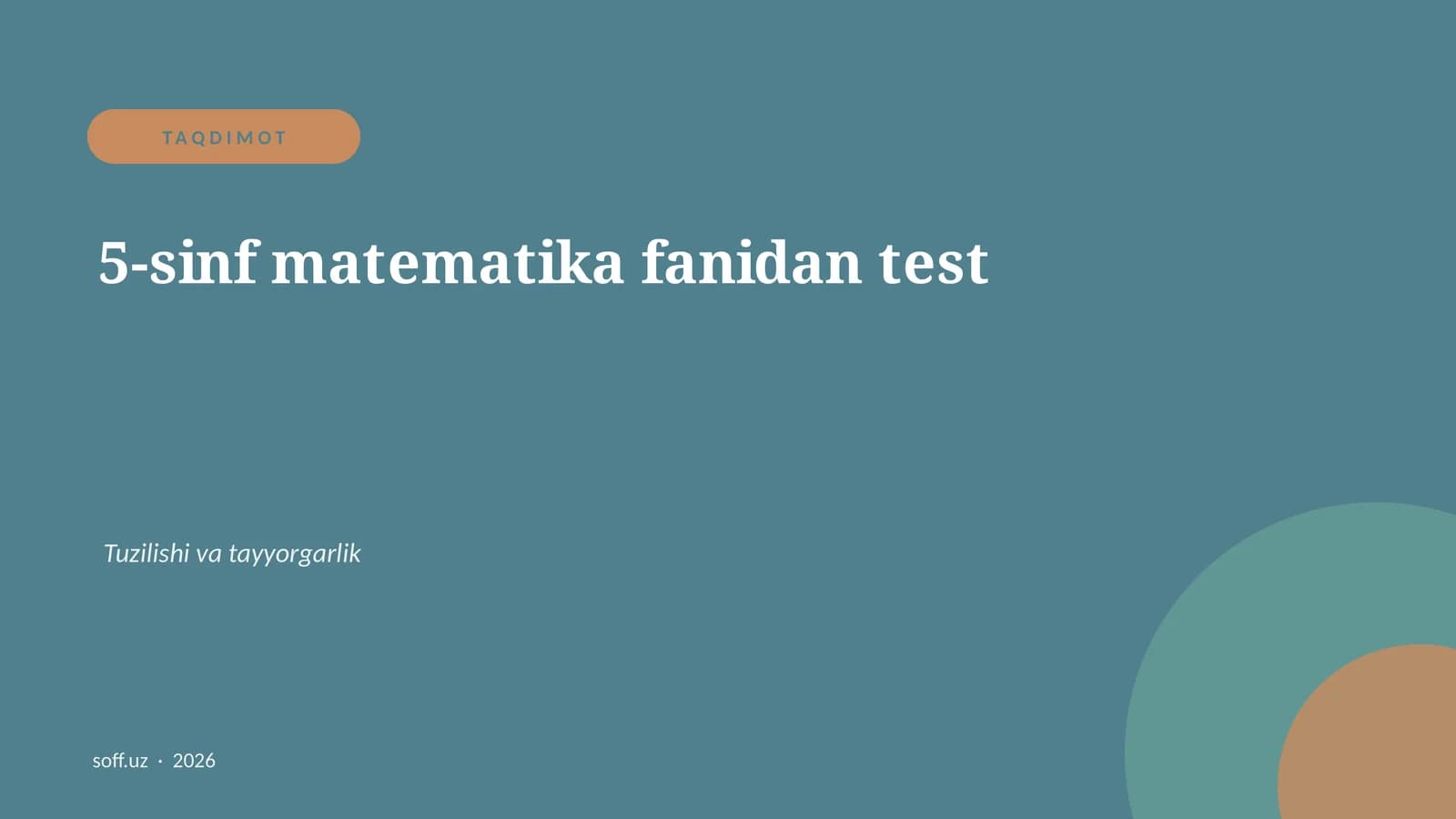 5-sinf matematika fanidan test