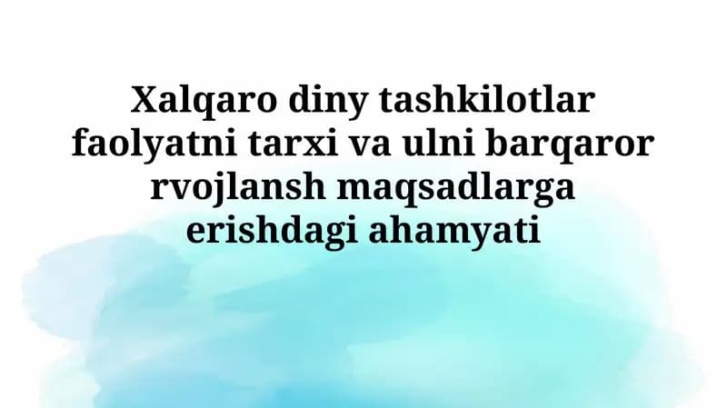 Xalqaro Diniy Tashkilotlar Faoliyati