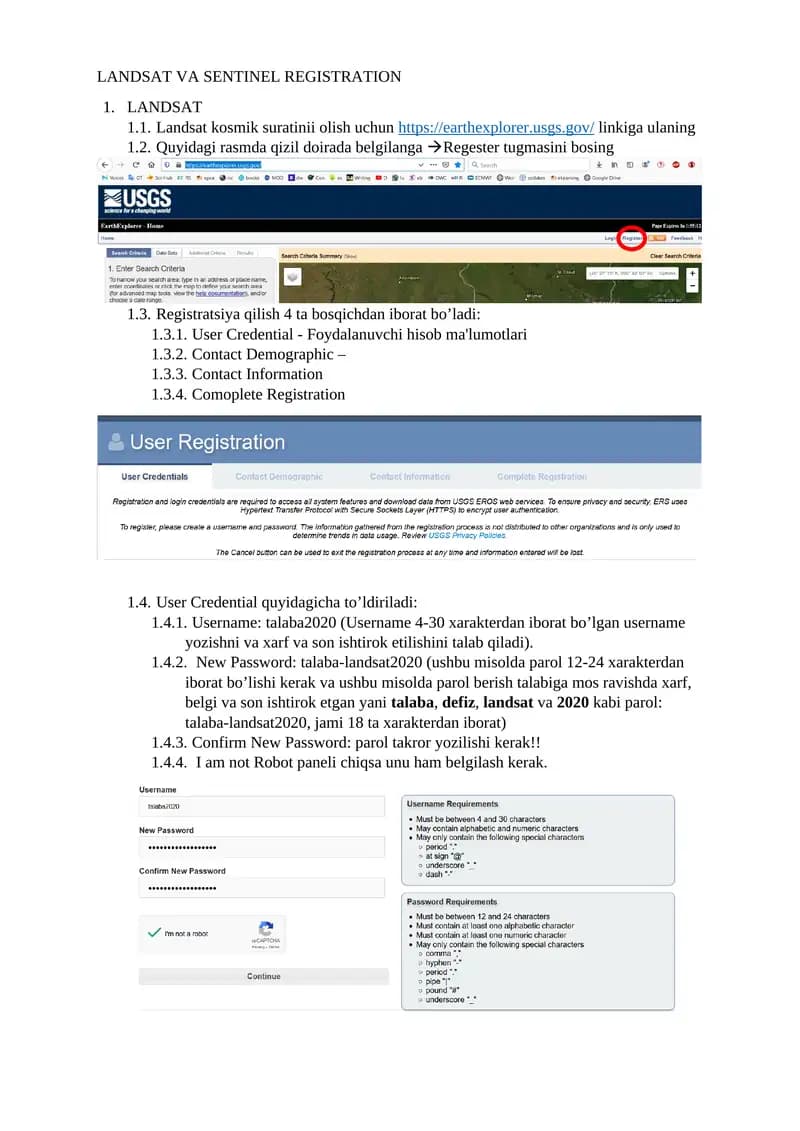 LANDSAT VA SENTINEL REGISTRATION