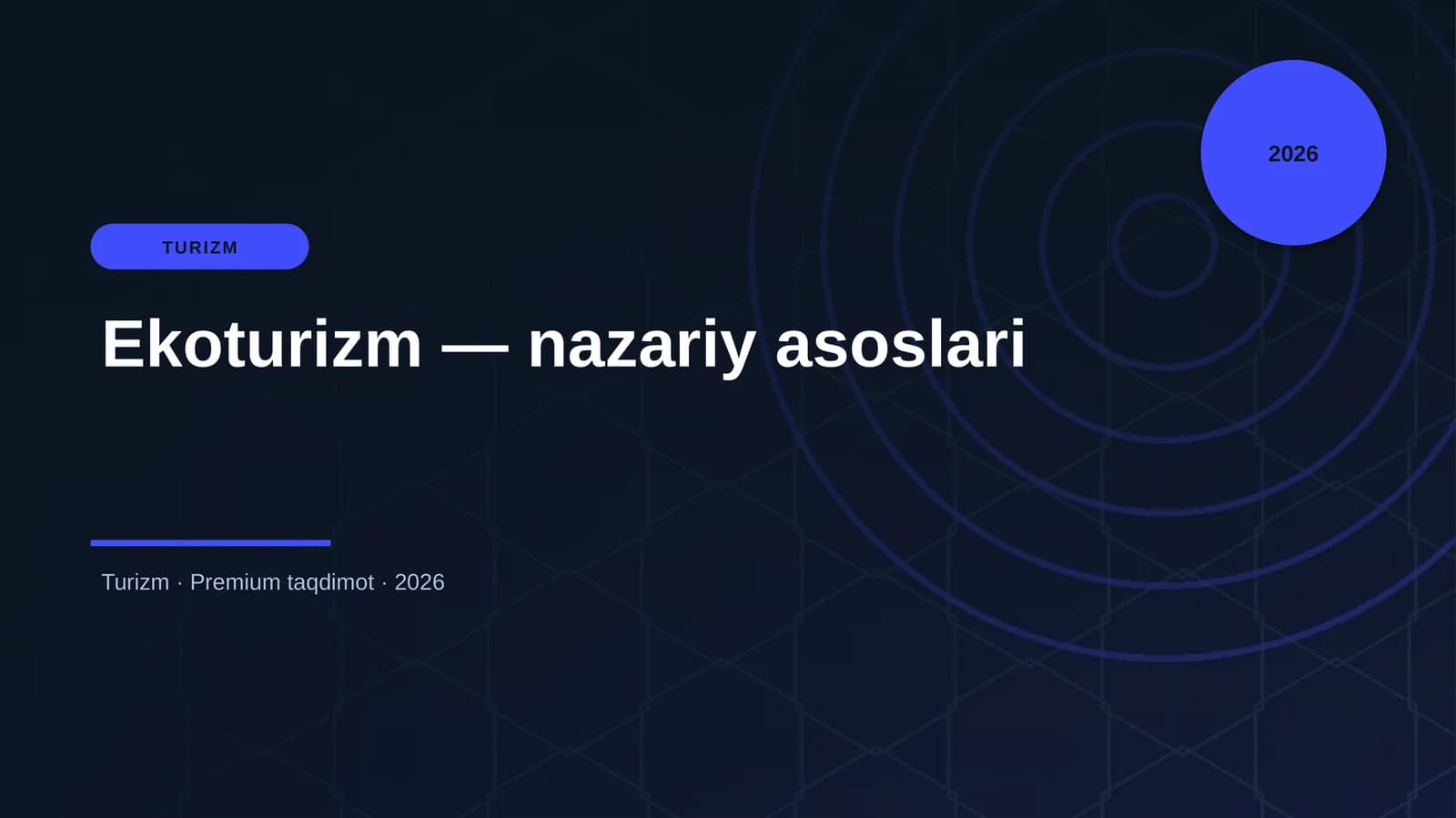 Ekoturizm — nazariy asoslari