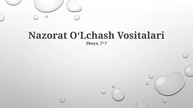 Nazorat OʻLchash Vositalari