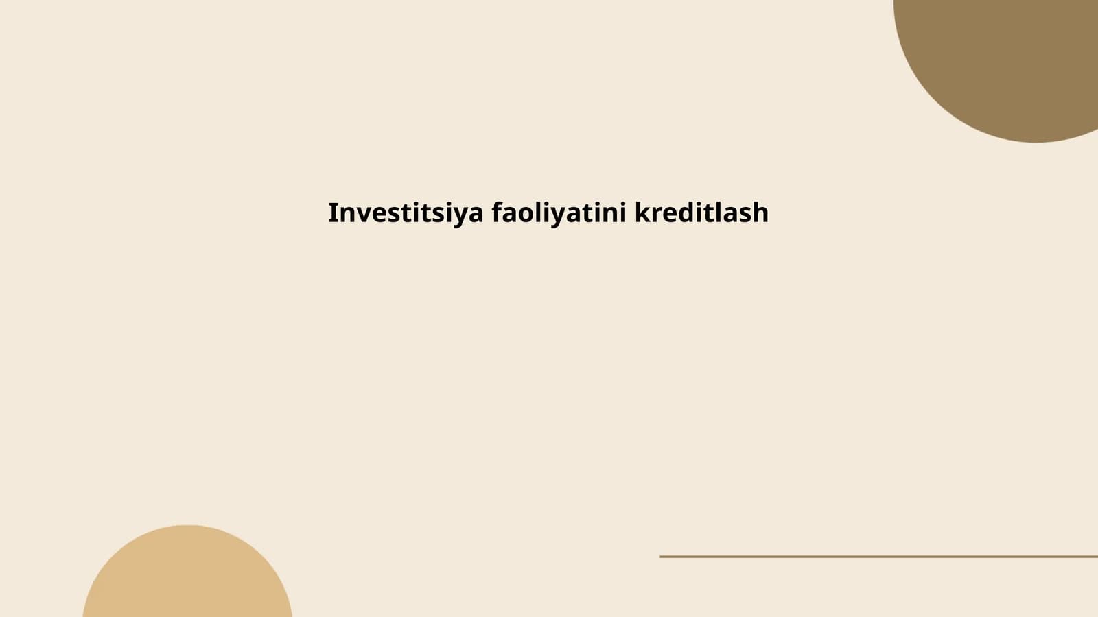 Investitsiya faoliyatini kreditlash