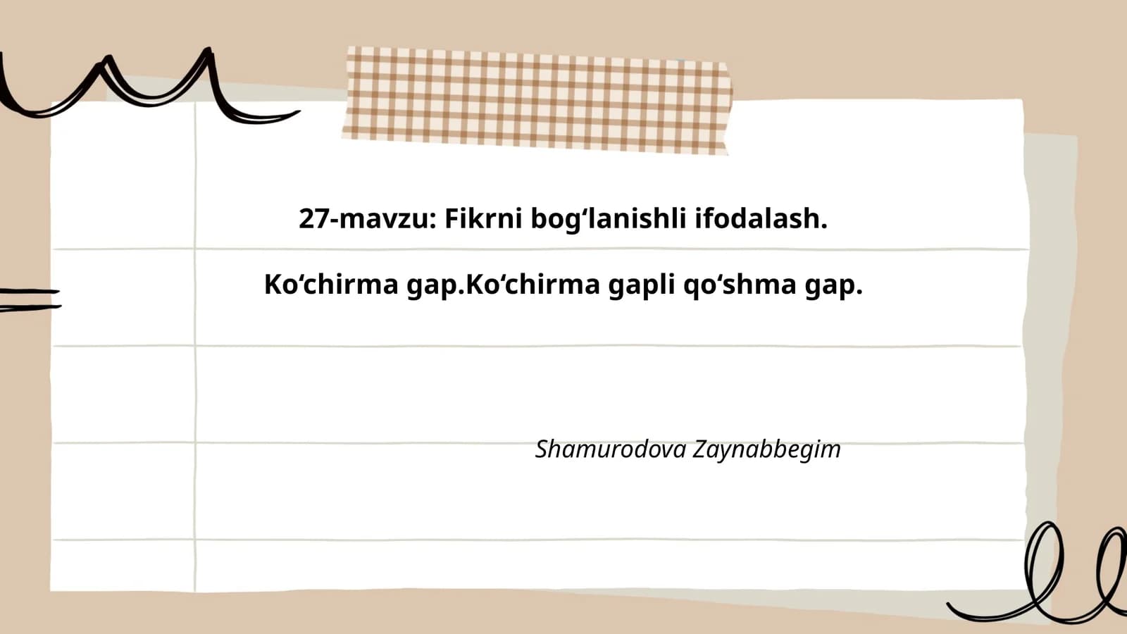 Ko‘chirma gap va uning turlari