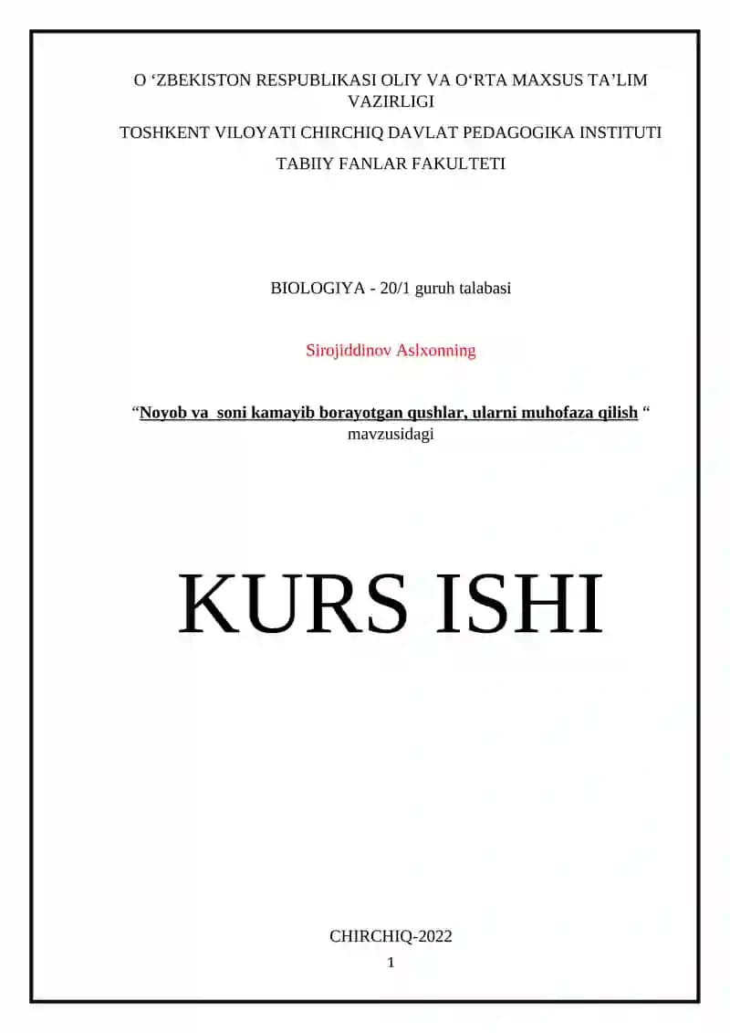 Noyob va kamayib borayotgan qushlar