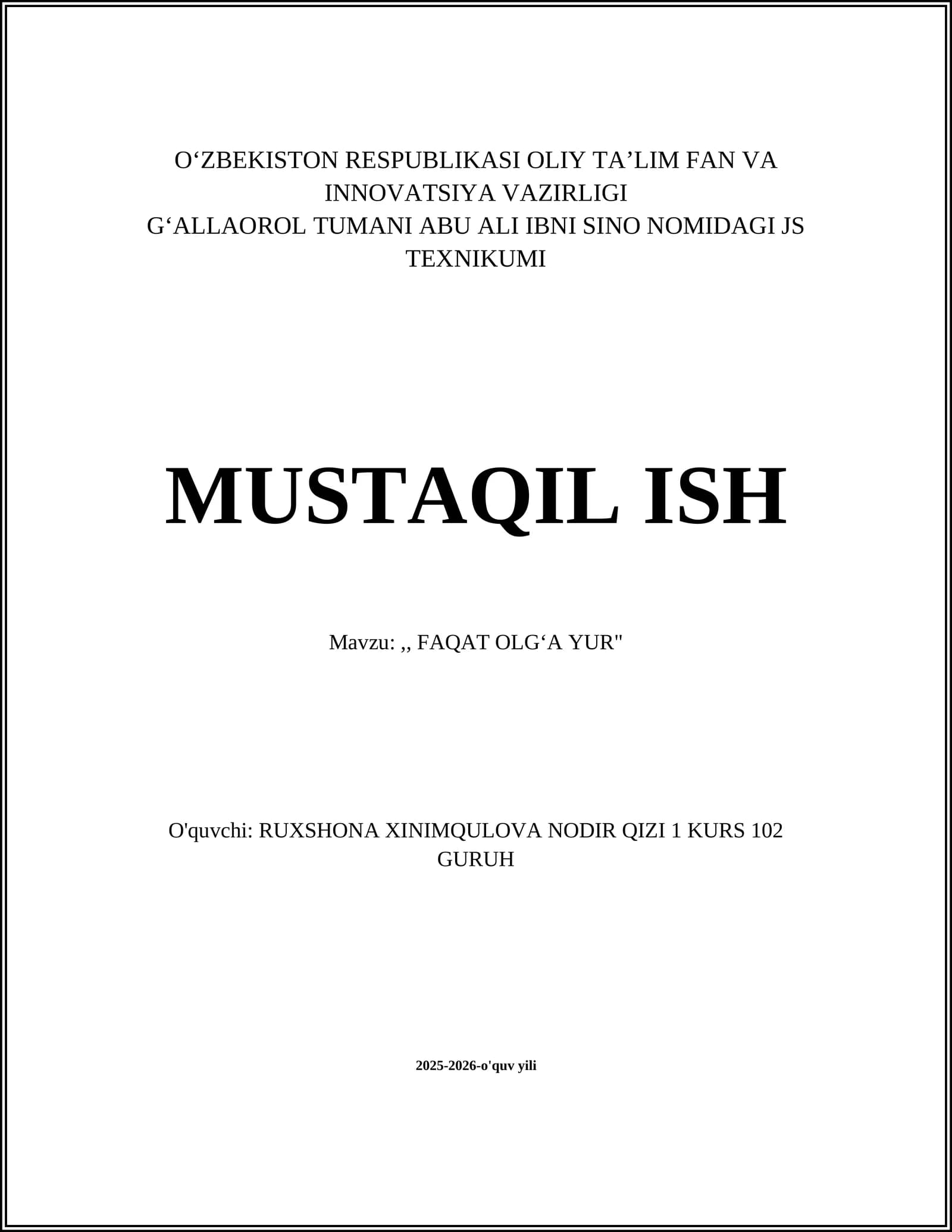 "Faqat Olgʻa Yur"