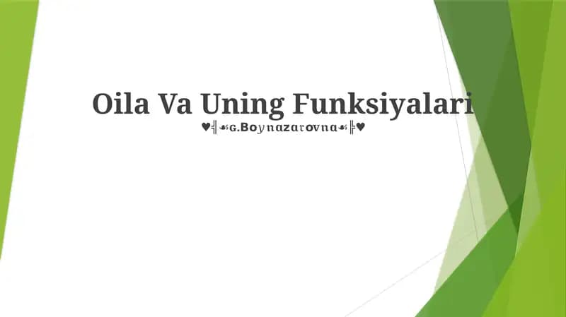 Oila Va Uning Funksiyalari