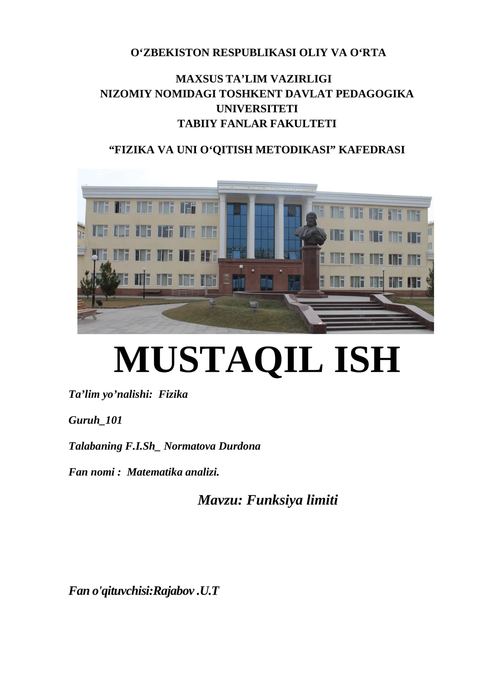 Funksiya limiti