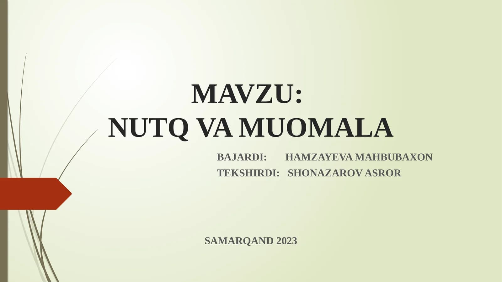 NUTQ VA MUOMALA