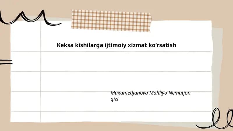 Keksa kishilarga ijtimoiy xizmat koʻrsatish