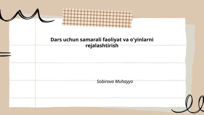 Samarali dars rejalashtirish usullari