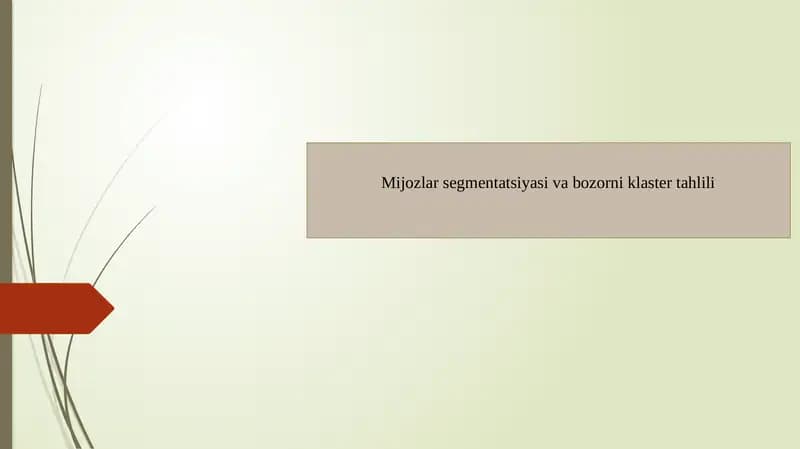 Mijozlar segmentatsiyasi va bozorni klaster tahlili