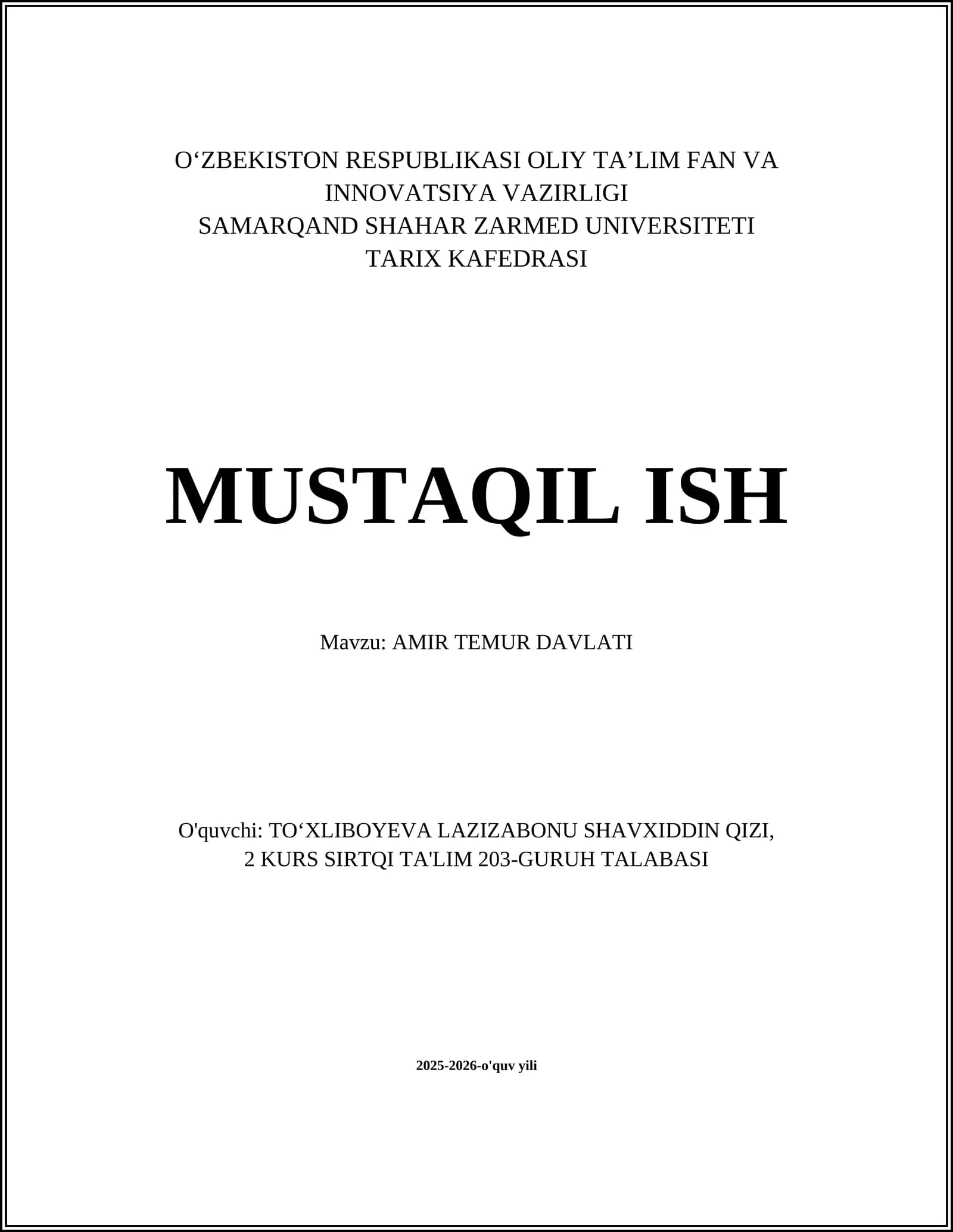AMIR TEMUR DAVLATI